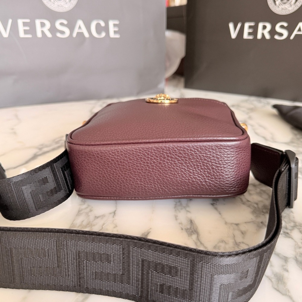 Versace Crossbody Bag Vitello Granato Garnet Oro Medusa Biggie 1002885 Bag - Picture 11 of 16